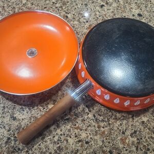Orange and Black Cooking Pan with Lid